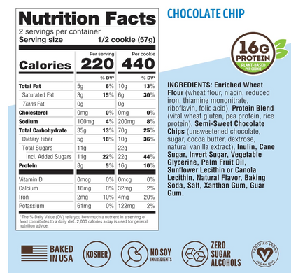 Lenny & Larry's The Complete Cookie, Chocolate Chip, 4 oz, 12 Ct