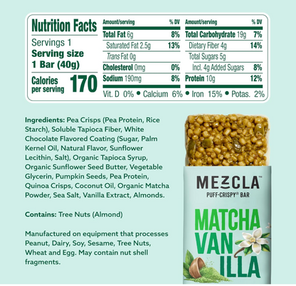 Mezcla - Bar Matcha Vanilla (1.4OZ) - 12 Count