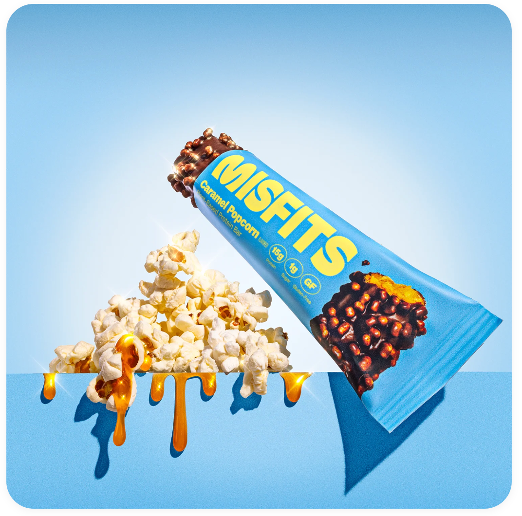 Misfits - Bar Protein Carmel Popcorn (1.8OZ) - 12 bars.
