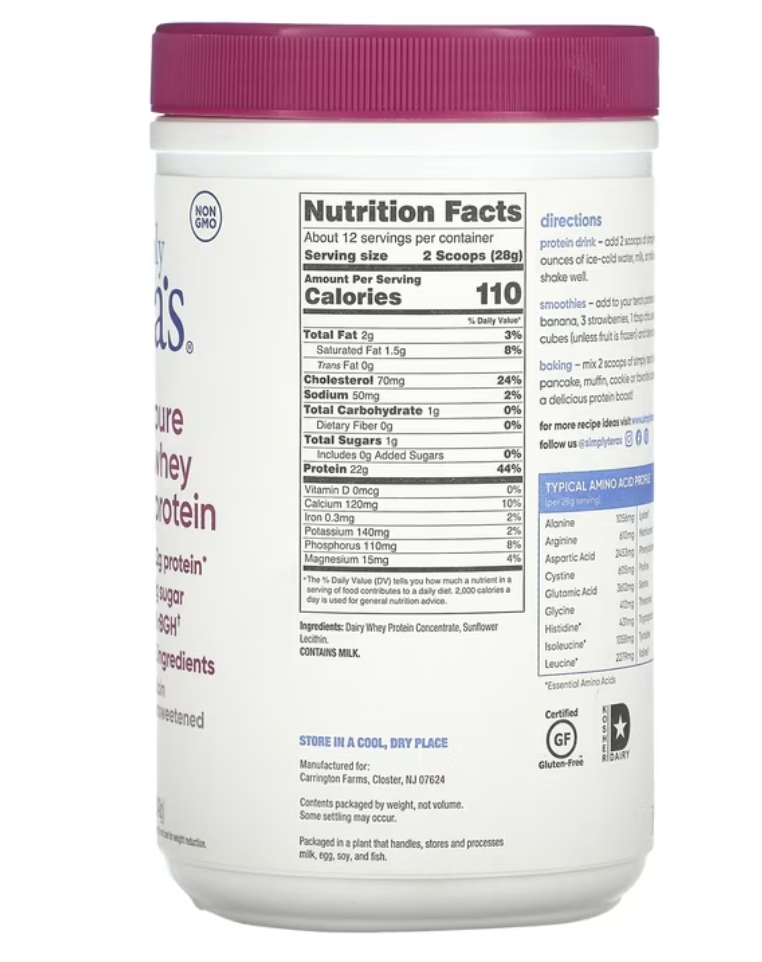 Simply Teras - Protein Whey Rbgh Free Plain (12.OZ)