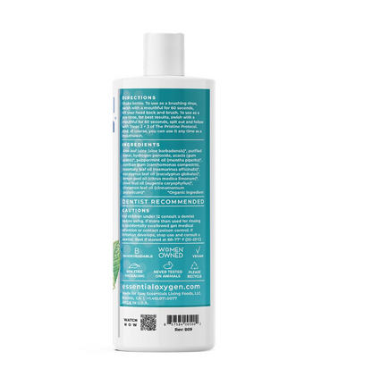 Essential Oxygen Mouthwash Peppermint - 16OZ Certified BR Organic Brushing Rinse