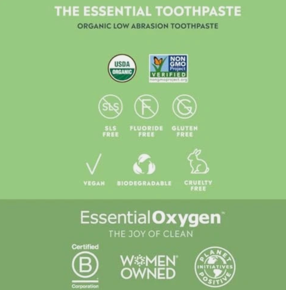 Essential Oxygen BR Organic Toothpaste Peppermint - 4 OZ
