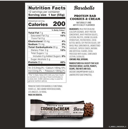 Barebells - Bar Cookies And Cream (1.94OZ) - 12 bars