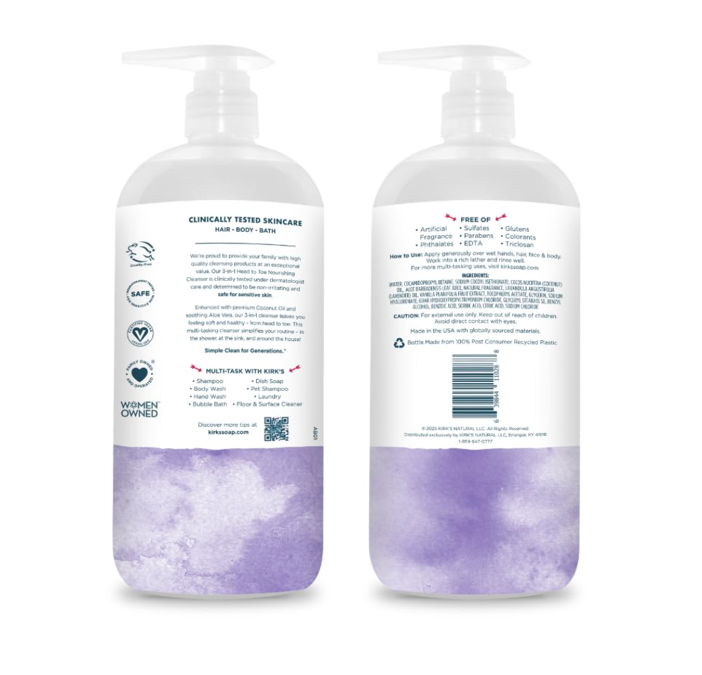 Kirk's Cleanser 3-in-1 Lavender Van - 32 fl oz