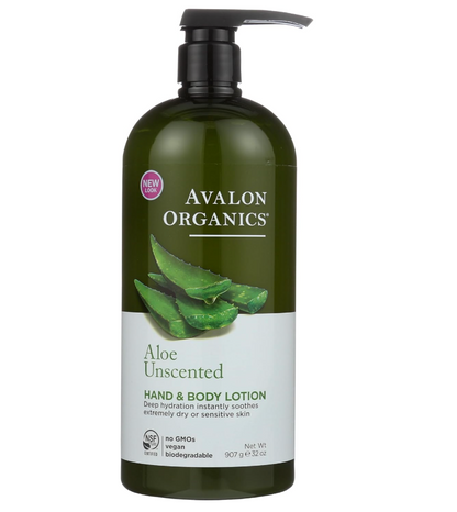 Avalon Organics Hand & Body Lotion for Dry Skin Aloe Unscented, 32 OZ