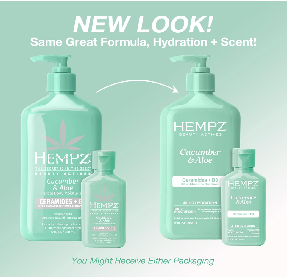 Hempz Body Lotion - Cucumber & Aloe Herbal Body Moisturizer 17 FO