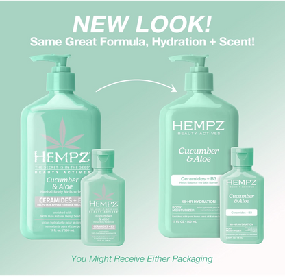 Hempz Body Lotion - Cucumber & Aloe Herbal Body Moisturizer 17 FO