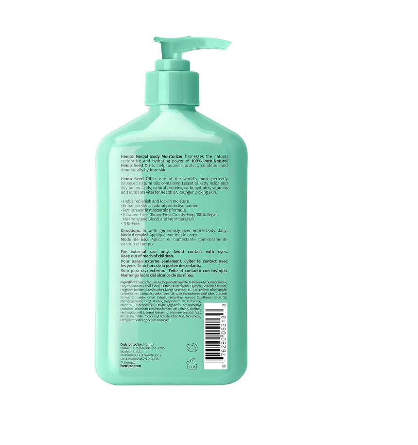Hempz Body Lotion - Cucumber & Aloe Herbal Body Moisturizer 17 FO