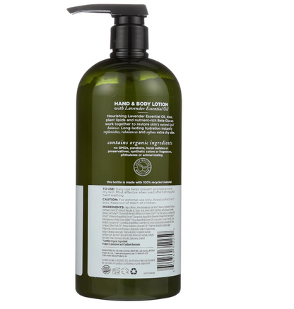 Avalon Organics Hand & Body Lotion, Nourishing Lavender, 32 Oz
