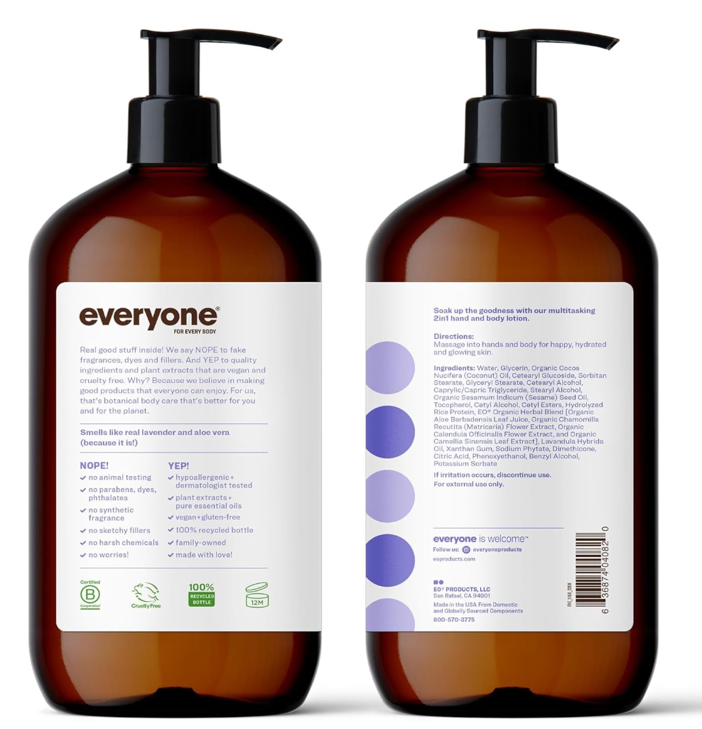 Everyone 2-in-1 Lotion for Hands/Body,Lavender and Aloe - 32 0Z