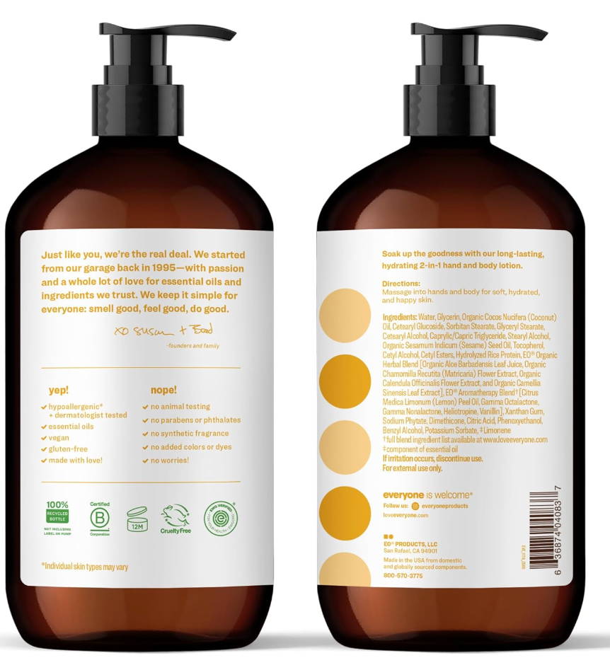 Everyone 2-in-1 Lotion for Hands/Body, Coconut and Lemon - 32 OZ