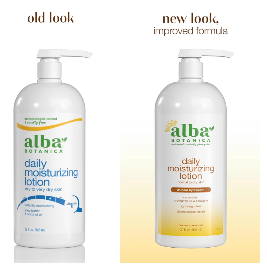 Alba Botanica Daily Moisturizing Lotion, Dry to Very Dry Skin, with Shea Butter and Coconut Oil, 32 Oz