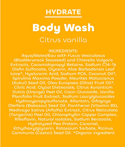 The Seaweed Bath Co. Hydrating Body Wash, Citrus + Vanilla, 12 fl oz