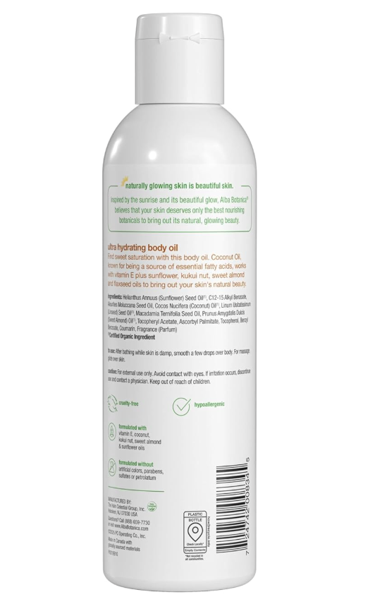 Alba Botanica Intense Hydration Body Oil, 8.5 oz