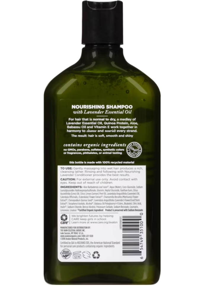 Avalon Organics Shampoo Lavender, 11 fl oz