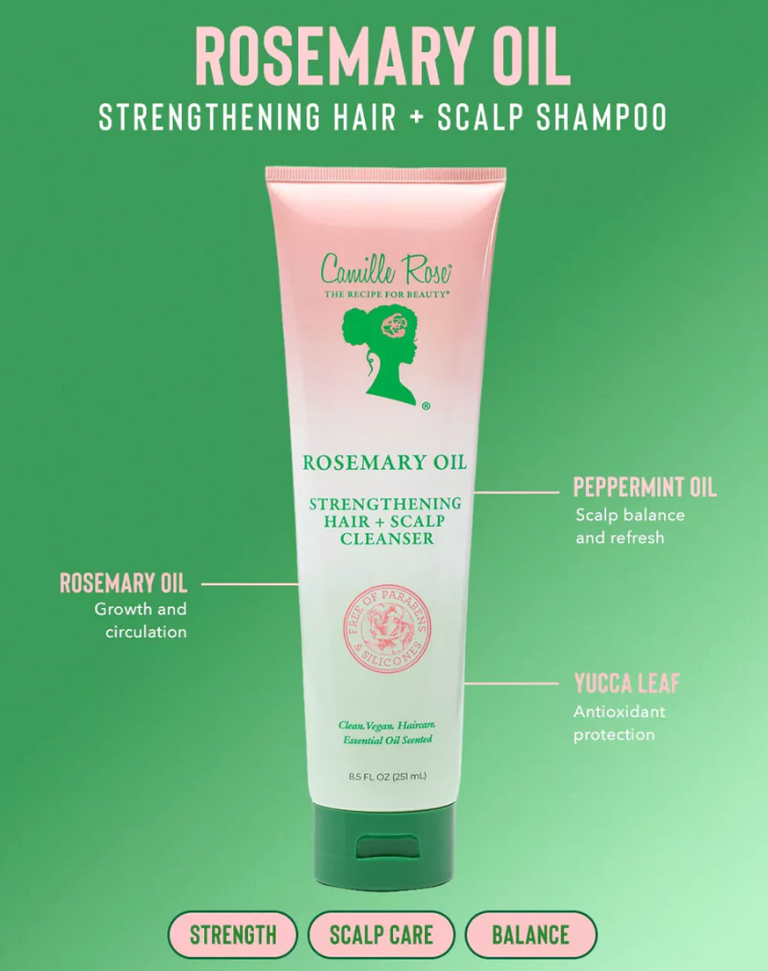 Camille Rose Rosemary Oil Strengthening Hair & Scalp Refresh & Revitalize Cleanser 8.5 floz