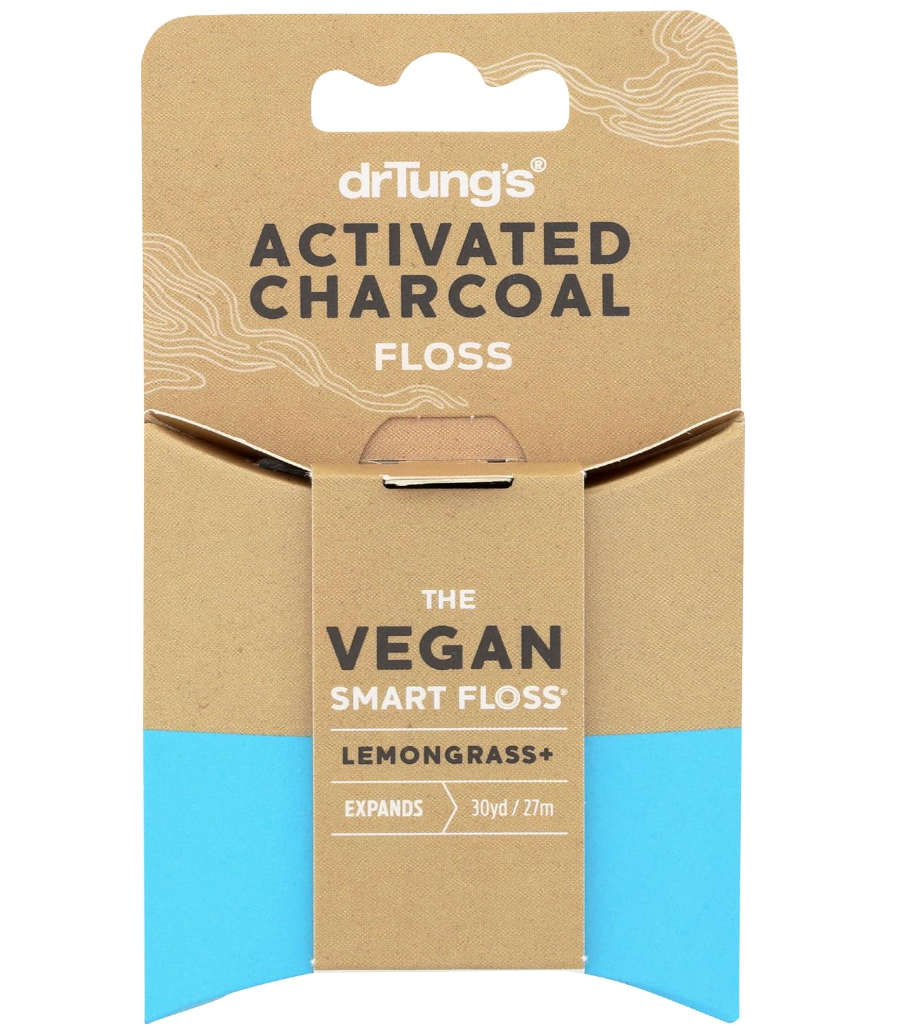 Dr. Tung's Activated Charcoal Vegan Floss, 30 yd