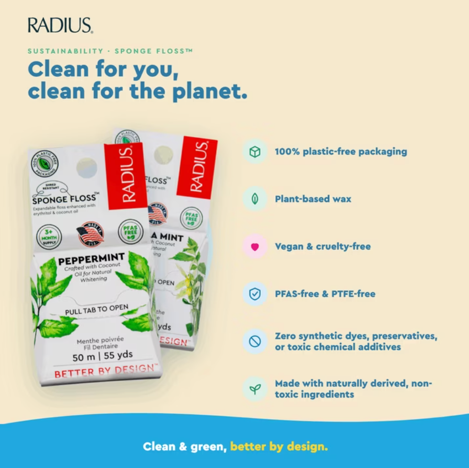 Radius Organic Cardamom Clove Dental Floss, 55 yd
