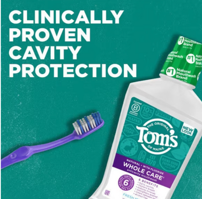 Tom's of Maine Whole Care Mint Mouthwash, 16 oz