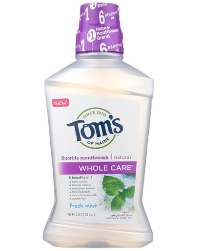 Tom's of Maine Whole Care Mint Mouthwash, 16 oz