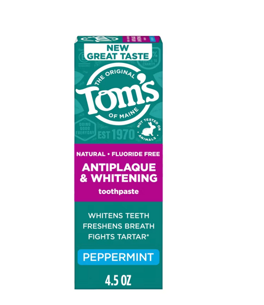 Tom's of Maine Whitening Peppermint Toothpaste, 4.5 oz