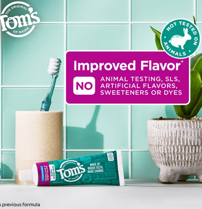 Tom's of Maine Whitening Peppermint Toothpaste, 4.5 oz