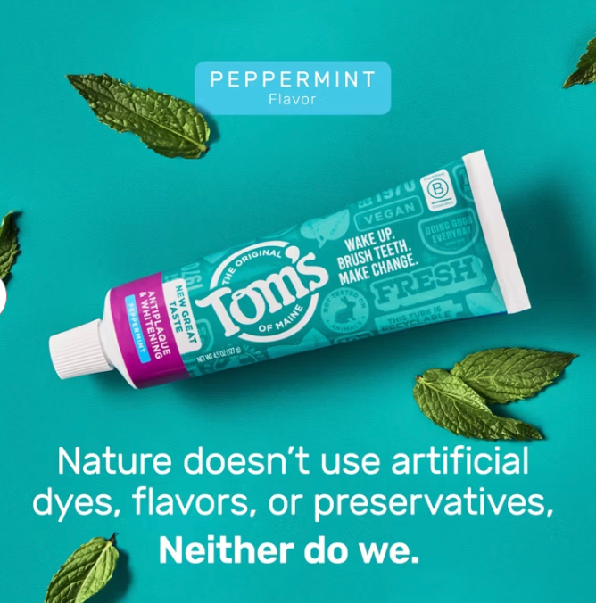 Tom's of Maine Whitening Peppermint Toothpaste, 4.5 oz