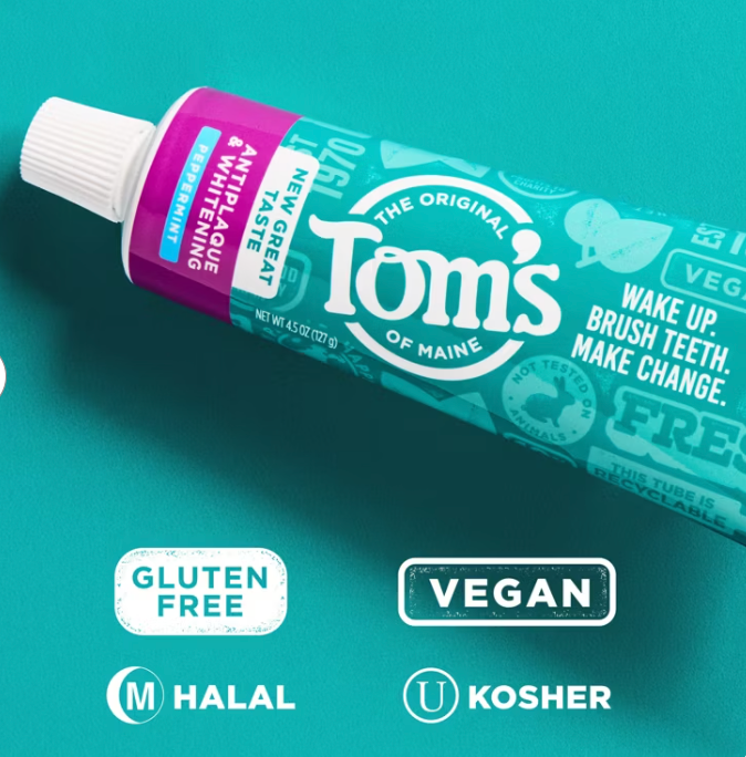 Tom's of Maine Whitening Peppermint Toothpaste, 4.5 oz