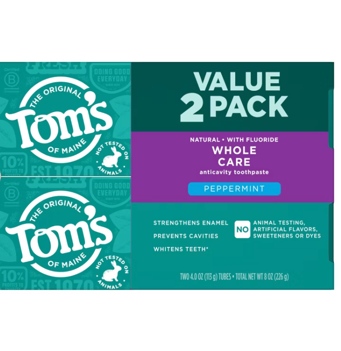 Tom's of Maine Peppermint Toothpaste Twin Pack, 8 oz