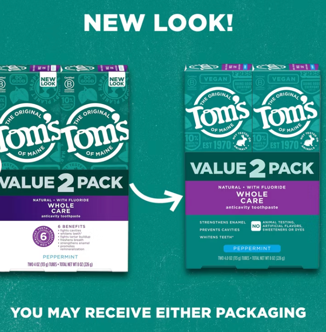 Tom's of Maine Peppermint Toothpaste Twin Pack, 8 oz