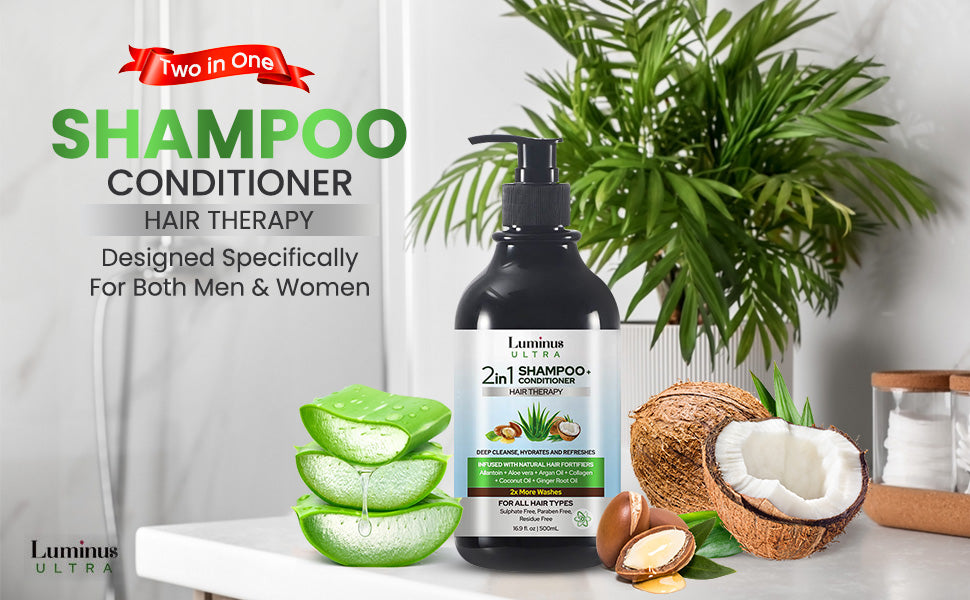 Organic 2 in 1 Shampoo Conditioner for Healthier Hair & Scalp - Sulfate and Paraben Free for Men & Women, 16.9 FL Oz-1
